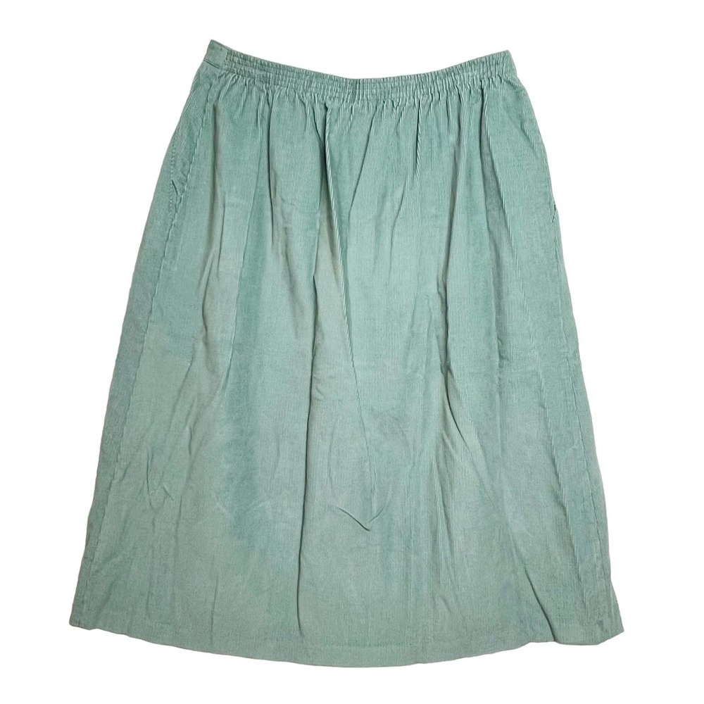 Alfred Dunner Mint Green Midi Button-Front Skirt - Picture 2 of 8